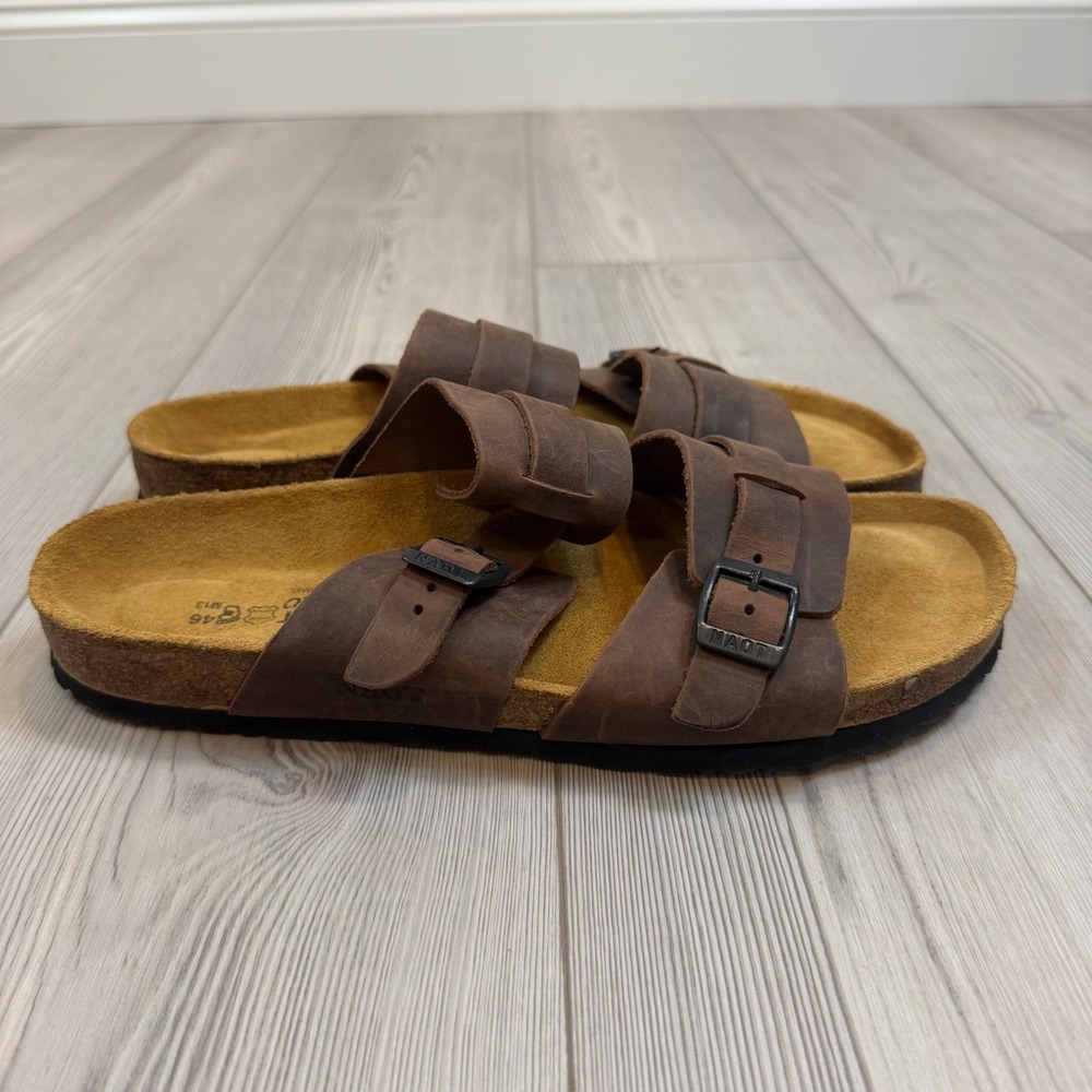 NEW Noat Santa Cruz Mens Sandals 46 M13 Crazy Horse Leather Brown Slides 08515